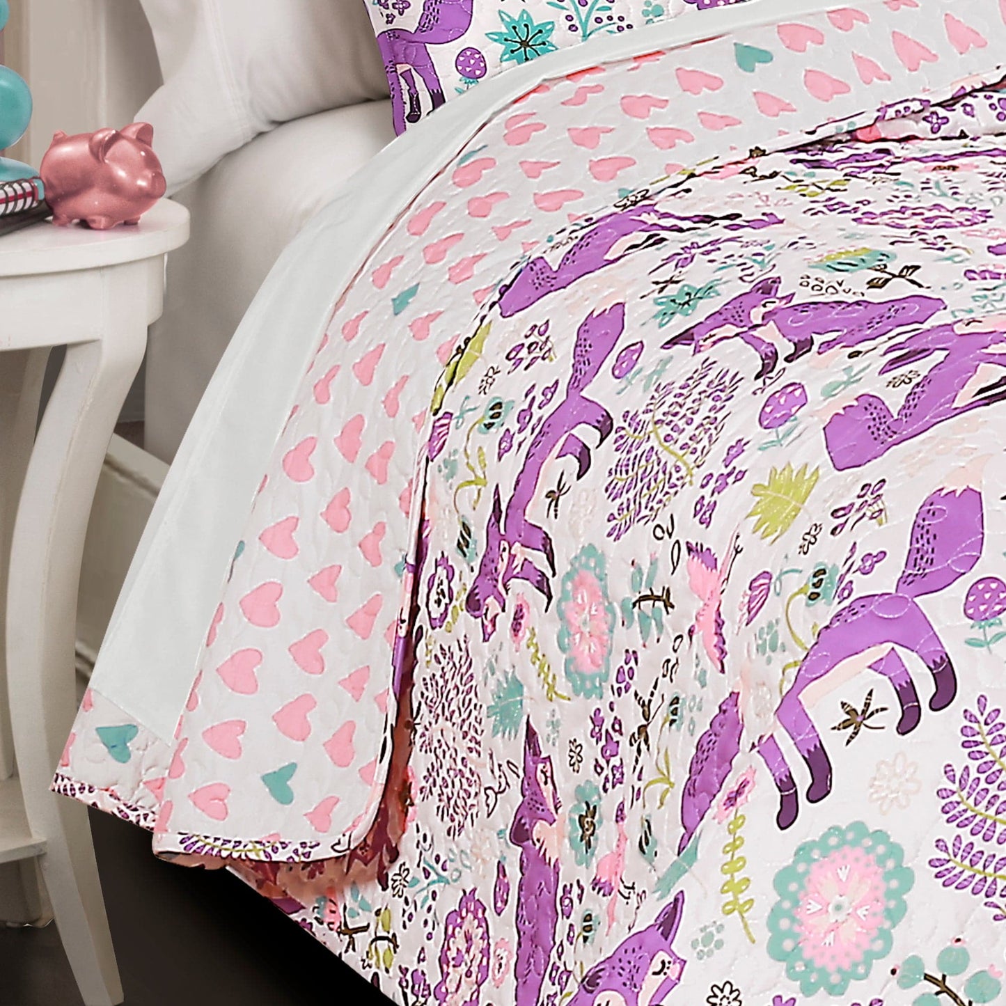 Pixie Fox Quilt 4 Piece Set Full/Queen Size