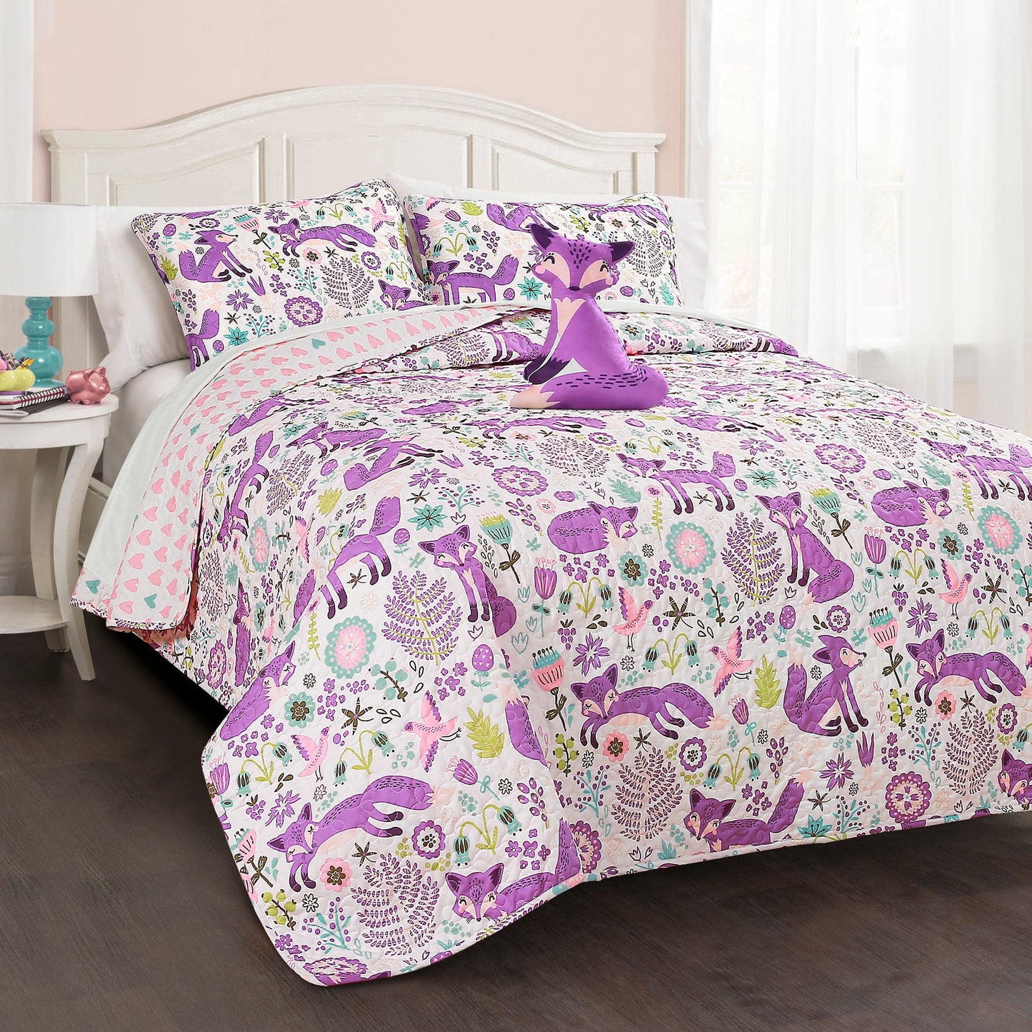 Pixie Fox Quilt 4 Piece Set Full/Queen Size