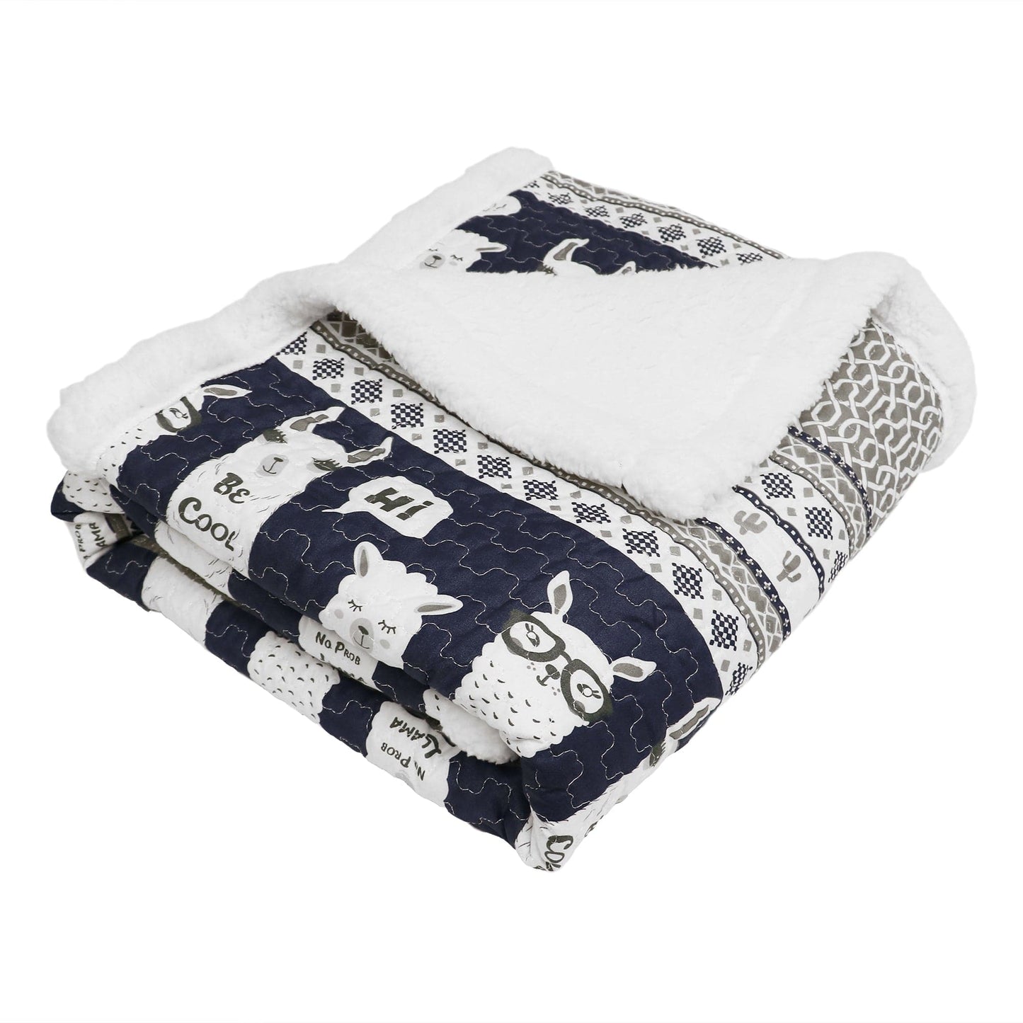 Llama Stripe Sherpa Throw