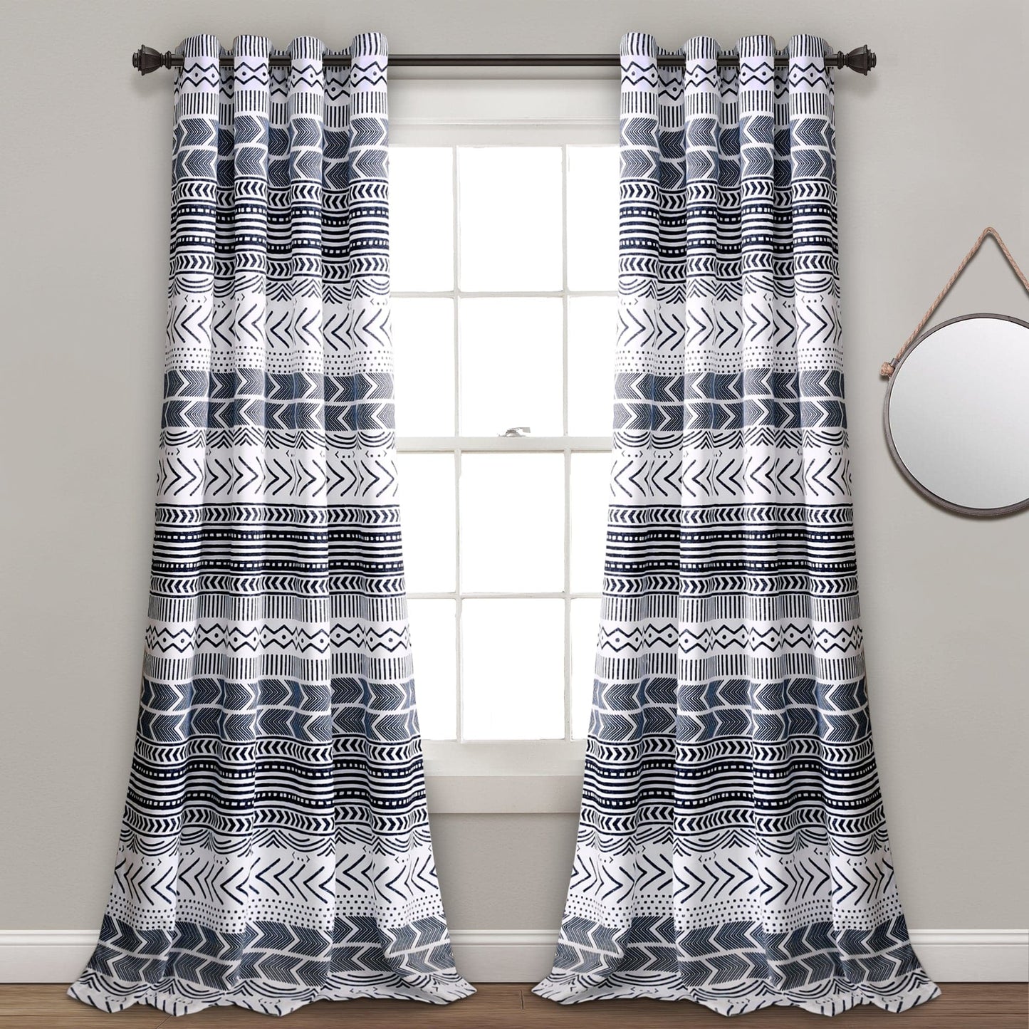 Hygge Geo Light Filtering Window Curtain Panel Set