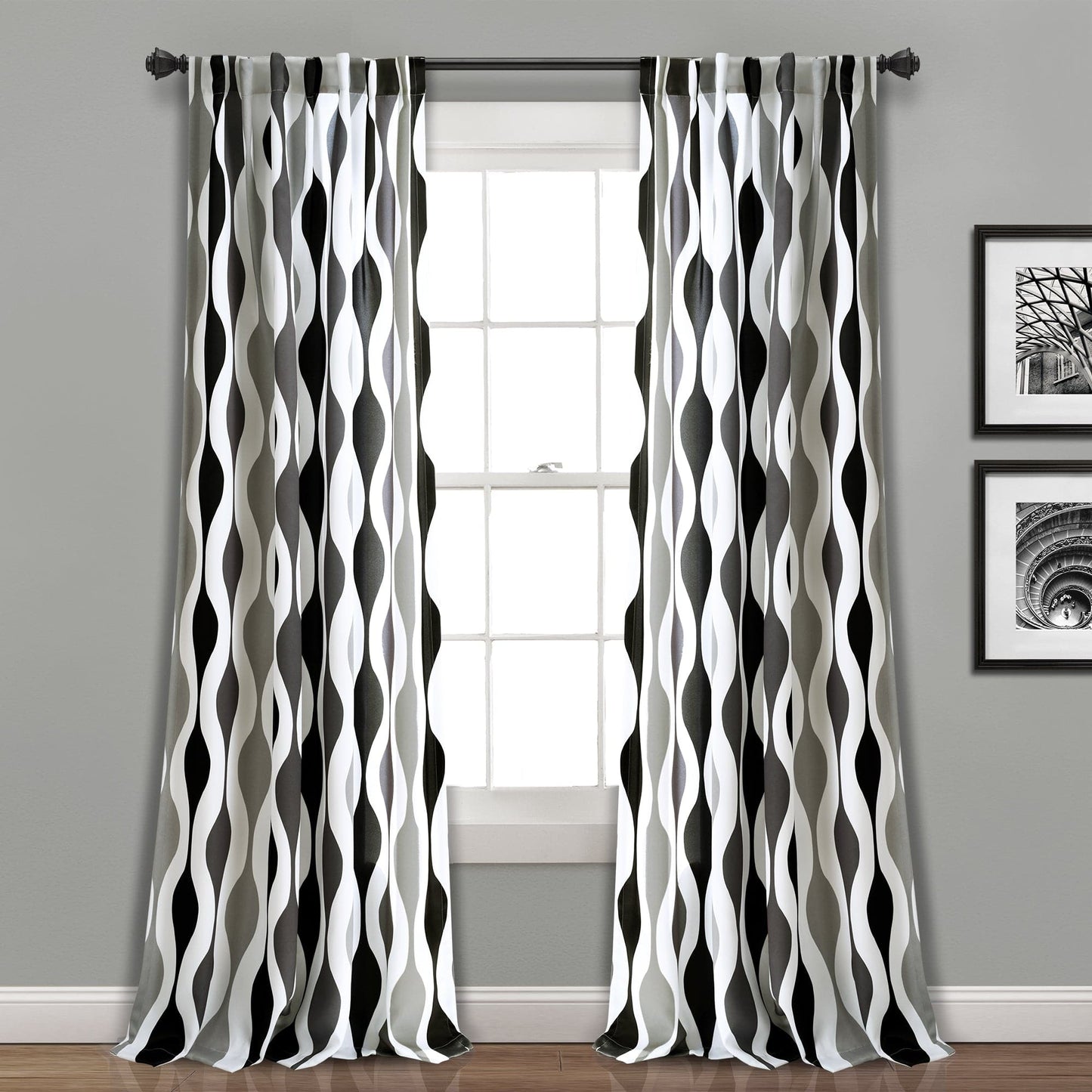 Mid Century Geo Light Filtering Window Curtain Panel Set