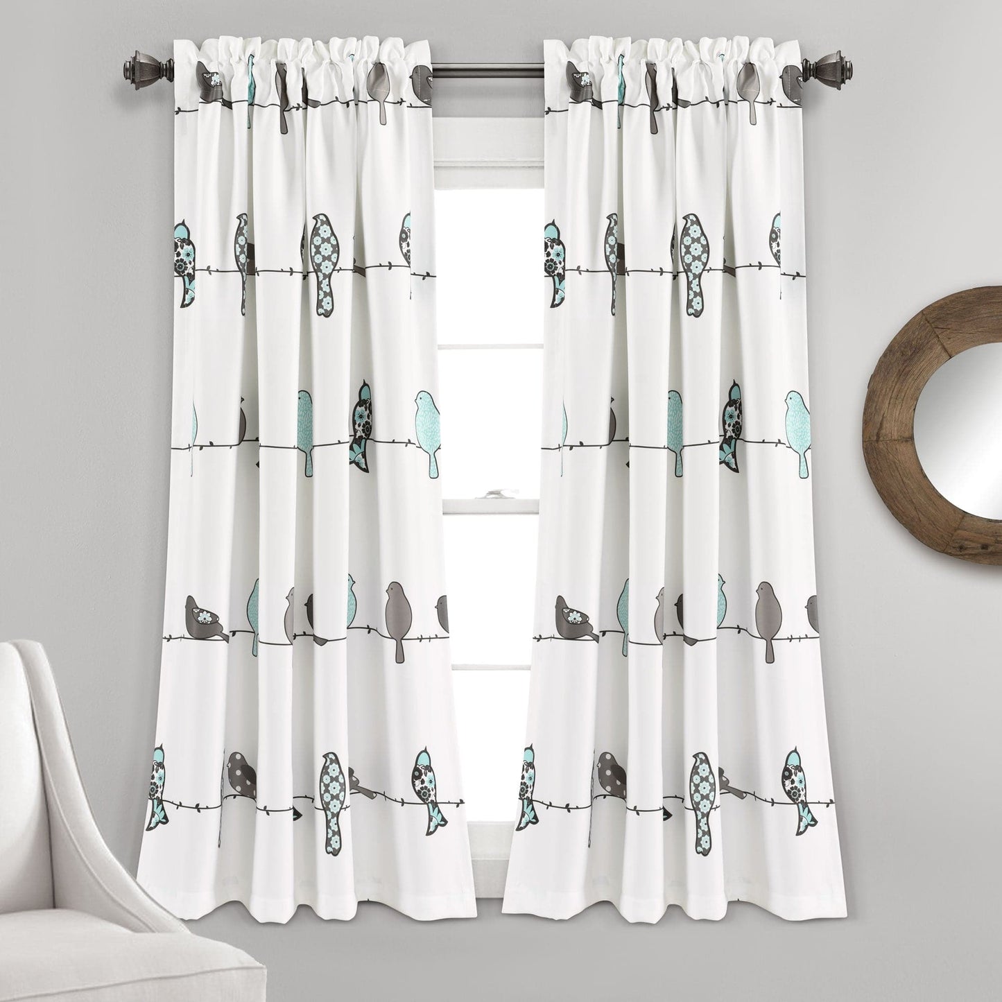 Rowley Birds Light Filtering Window Curtain Set