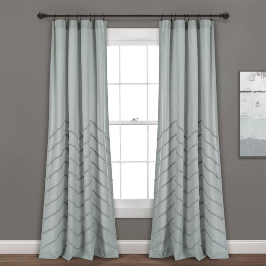 Chenille Chevron Window Curtain Panel Set