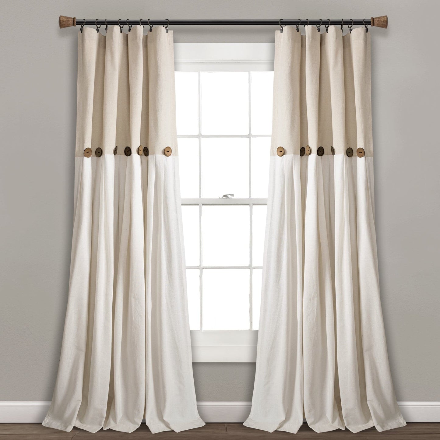 Linen Button Window Curtain Panel