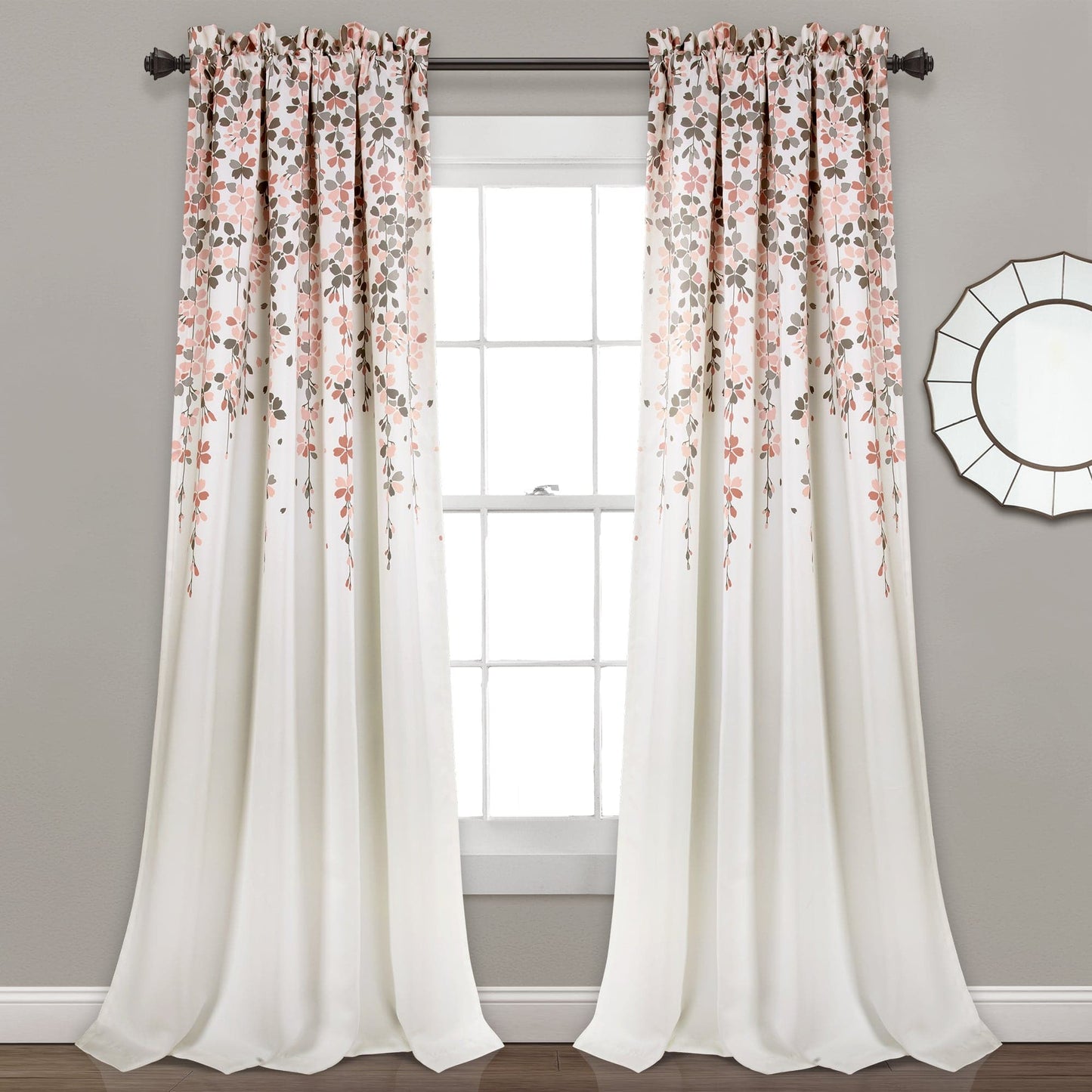 Weeping Flower Light Filtering Window Curtain Set