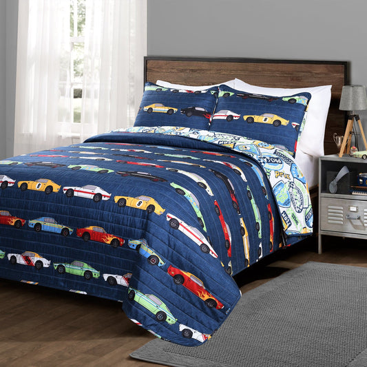 Race Cars Quilt 2 Piece Set Twin Size