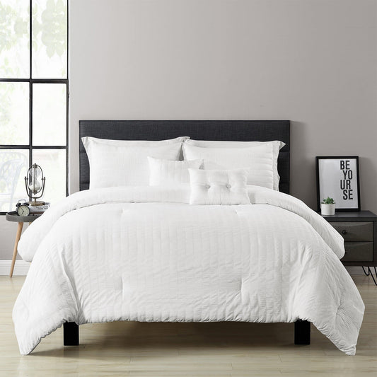 Farmhouse Seersucker 5 Piece Comforter Set