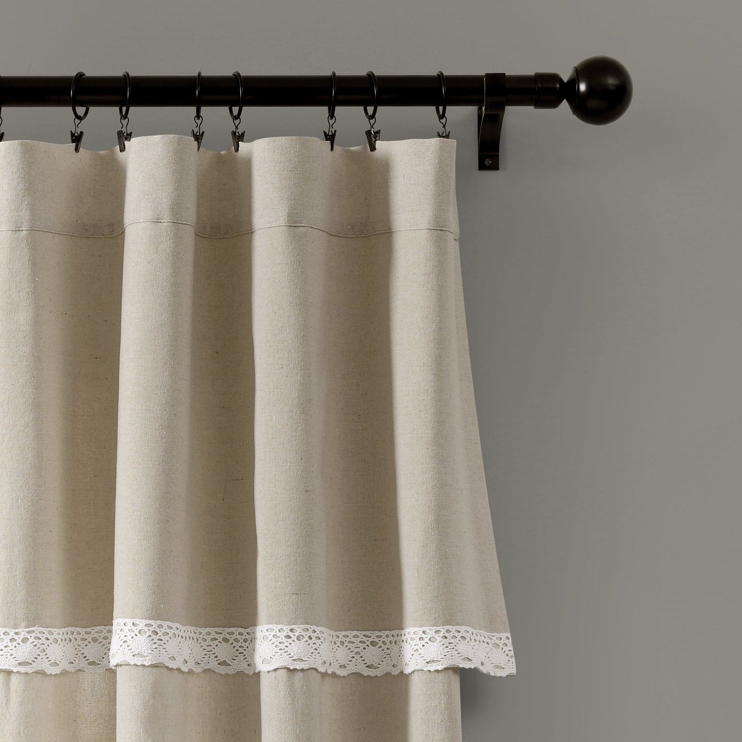 Linen Lace Window Curtain Panel Set