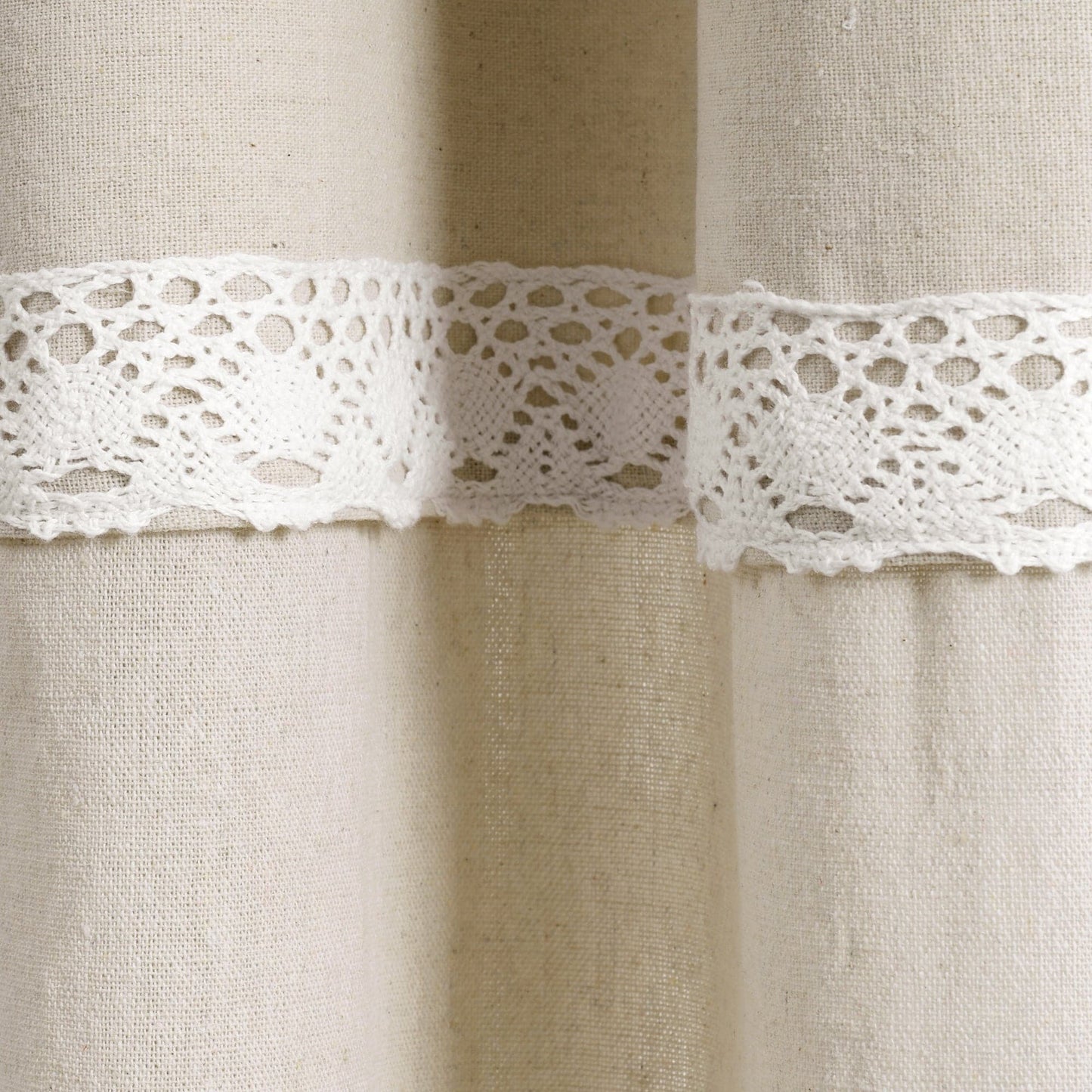 Linen Lace Window Curtain Panel Set