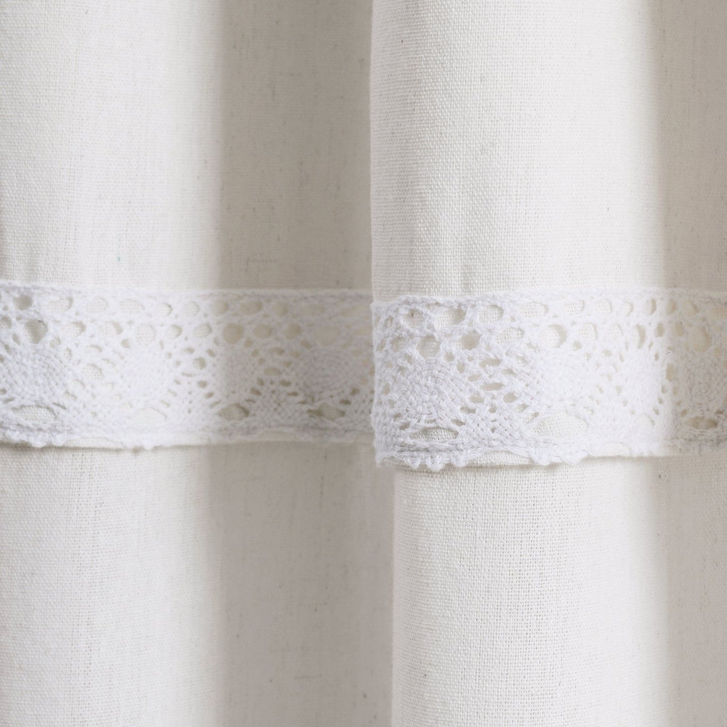 Linen Lace Window Curtain Panel Set