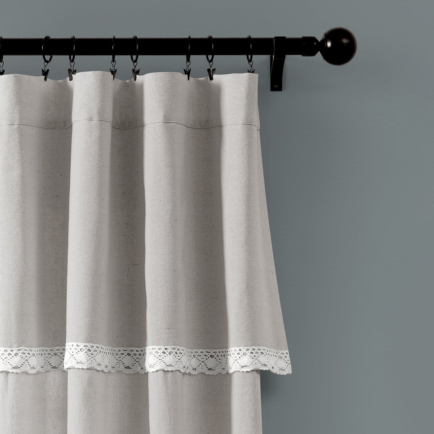 Linen Lace Window Curtain Panel Set