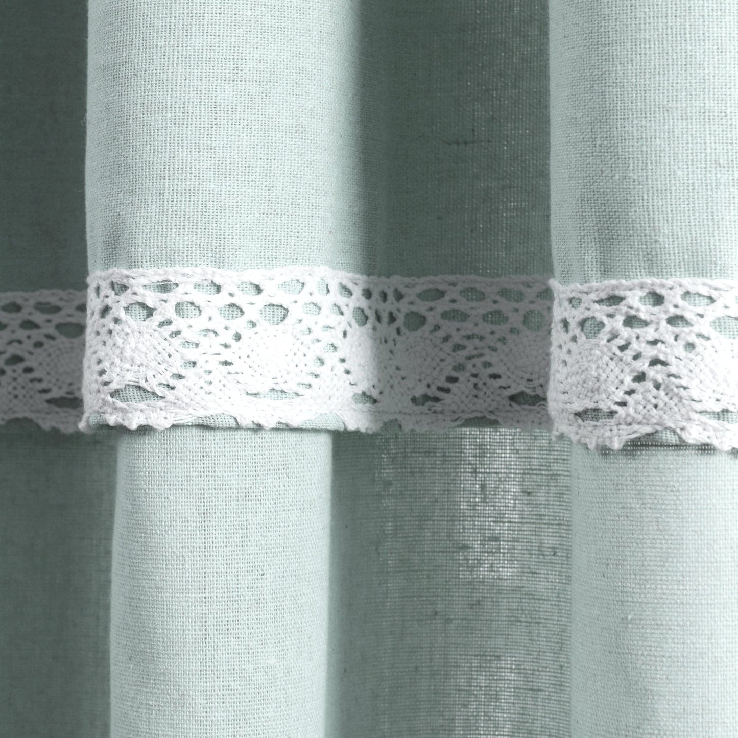 Linen Lace Window Curtain Panel Set