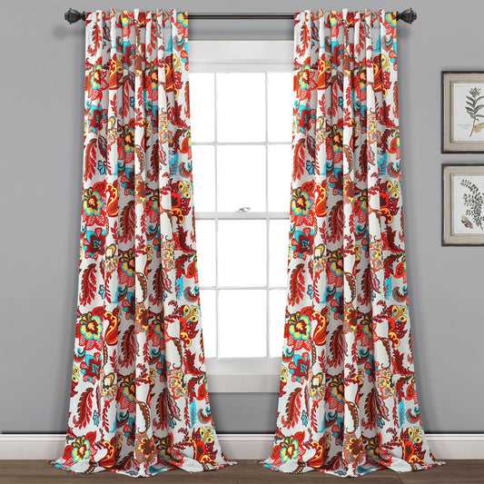 Zara Jacobean Light Filtering Window Curtain Panel Set