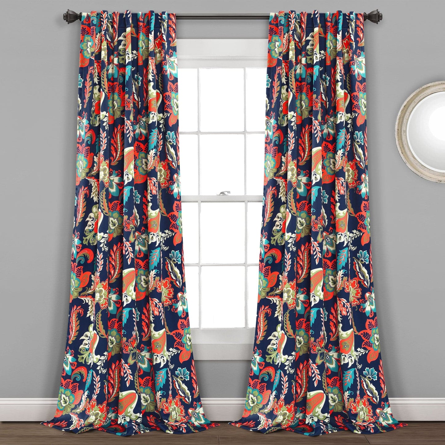 Zara Jacobean Light Filtering Window Curtain Panel Set