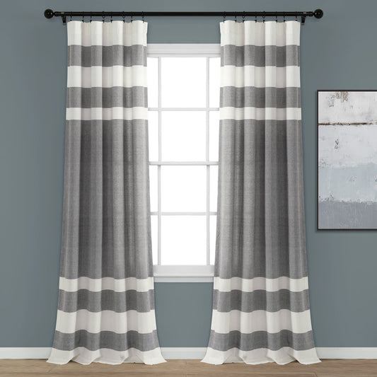 Cape Cod Stripe Yarn Dyed Cotton Window Curtain Panel Set