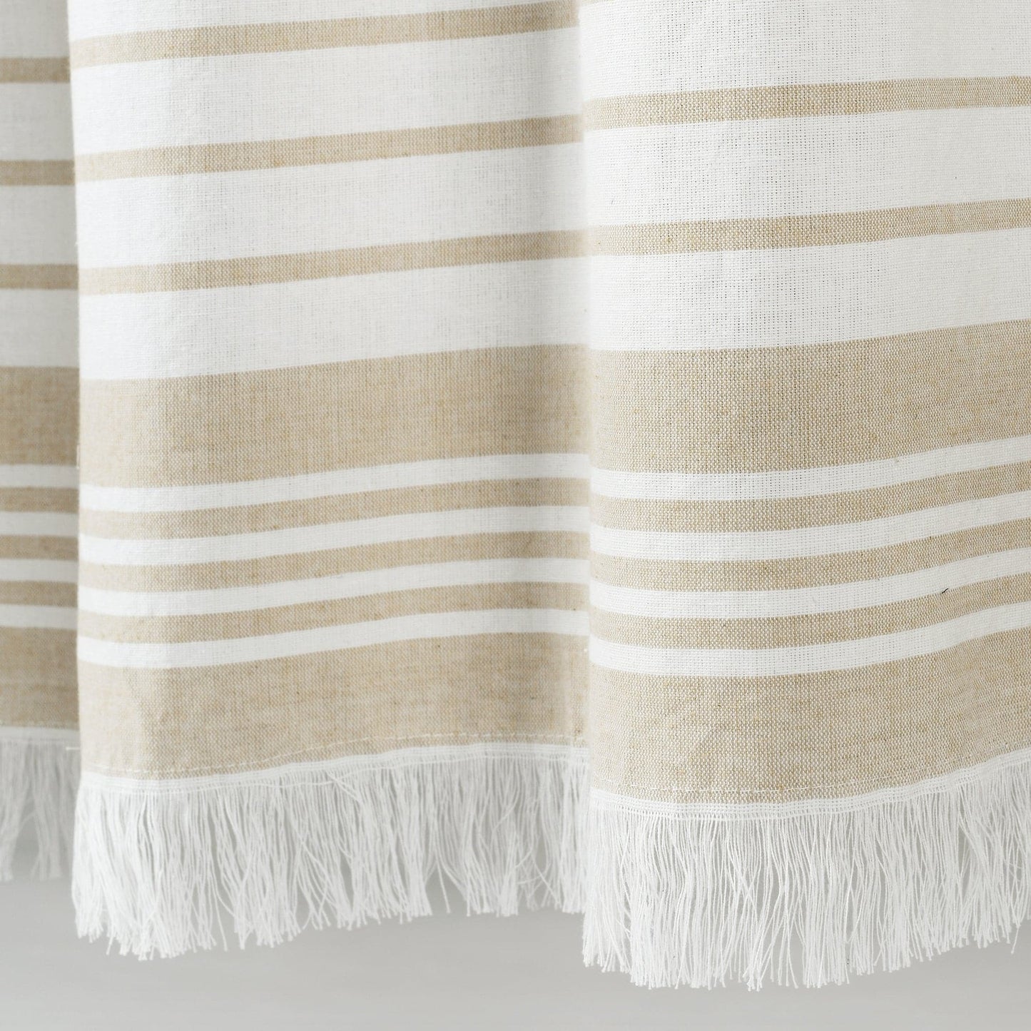 Nantucket Yarn Dyed Cotton Tassel Fringe Window Curtain Panel Set