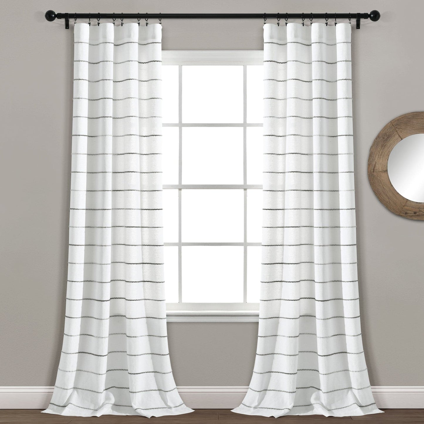 Ombre Stripe Yarn Dyed Recycled Cotton Blend Window Curtain Panel Set