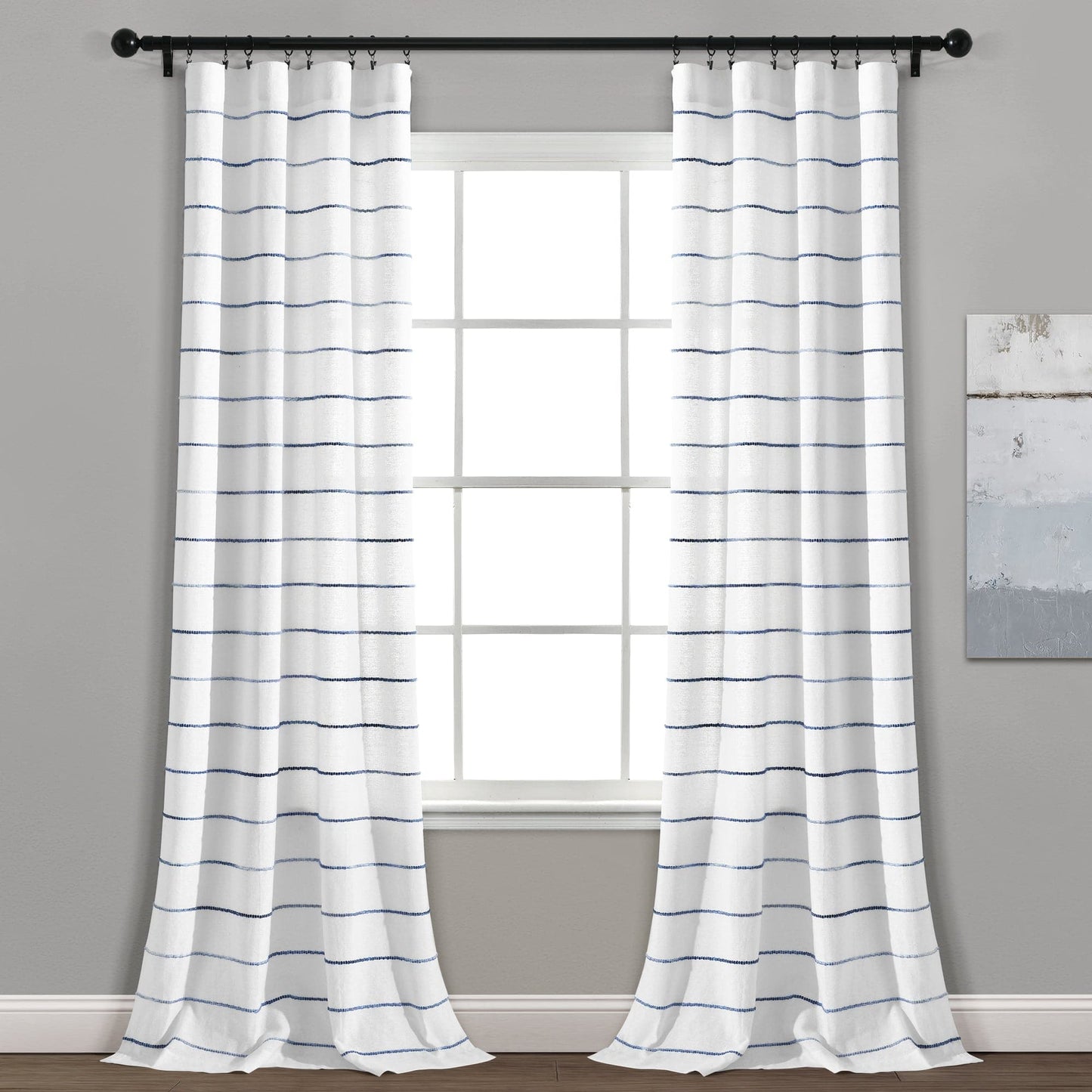 Ombre Stripe Yarn Dyed Recycled Cotton Blend Window Curtain Panel Set