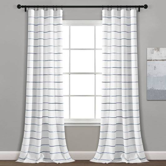 Ombre Stripe Yarn Dyed Recycled Cotton Blend Window Curtain Panel Set