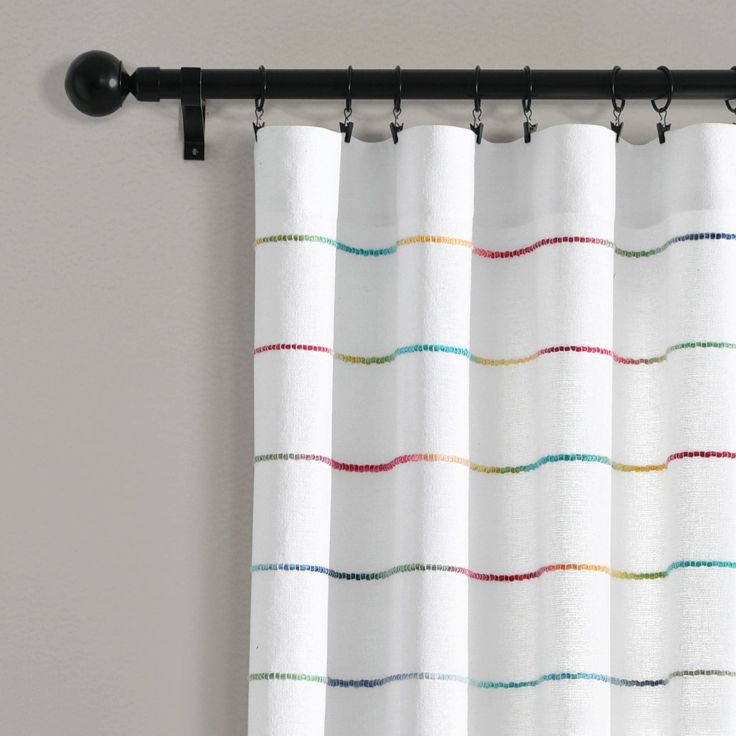 Ombre Stripe Yarn Dyed Recycled Cotton Blend Window Curtain Panel Set