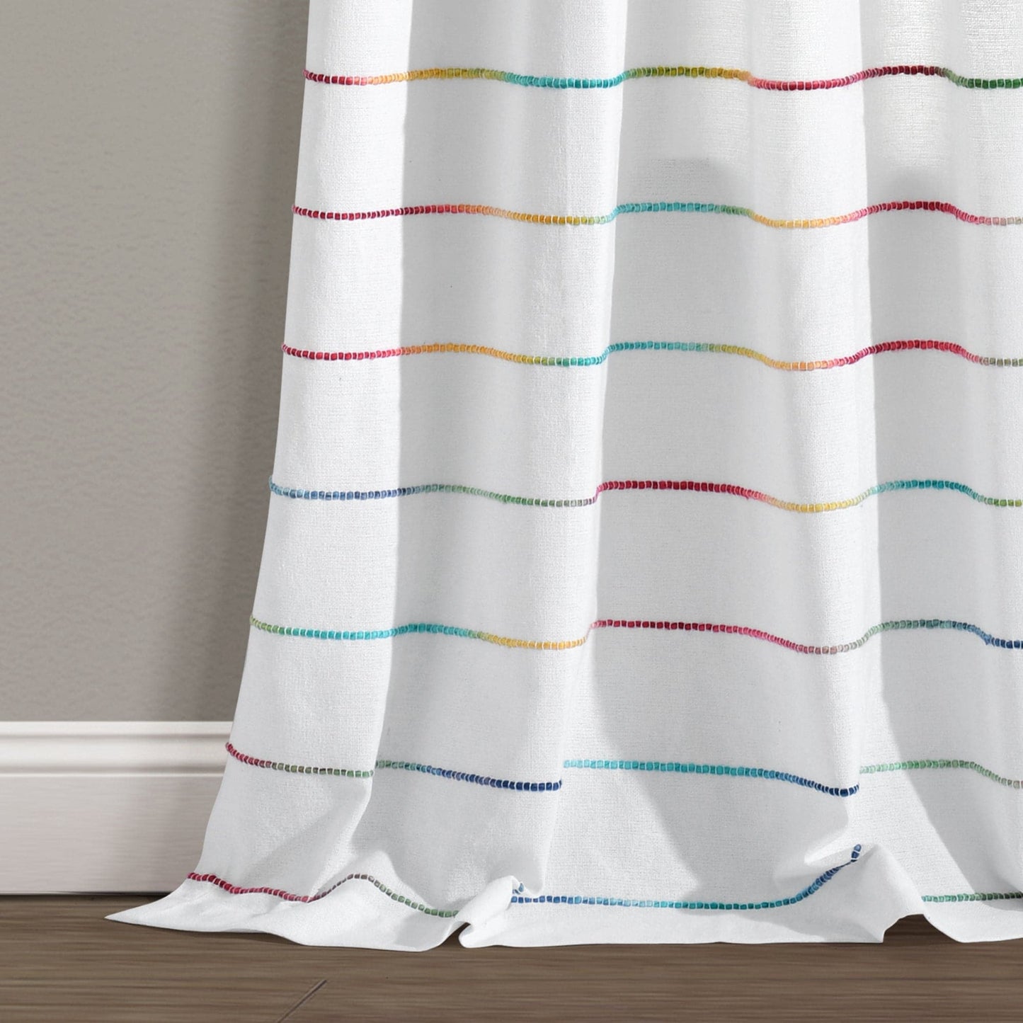 Ombre Stripe Yarn Dyed Recycled Cotton Blend Window Curtain Panel Set