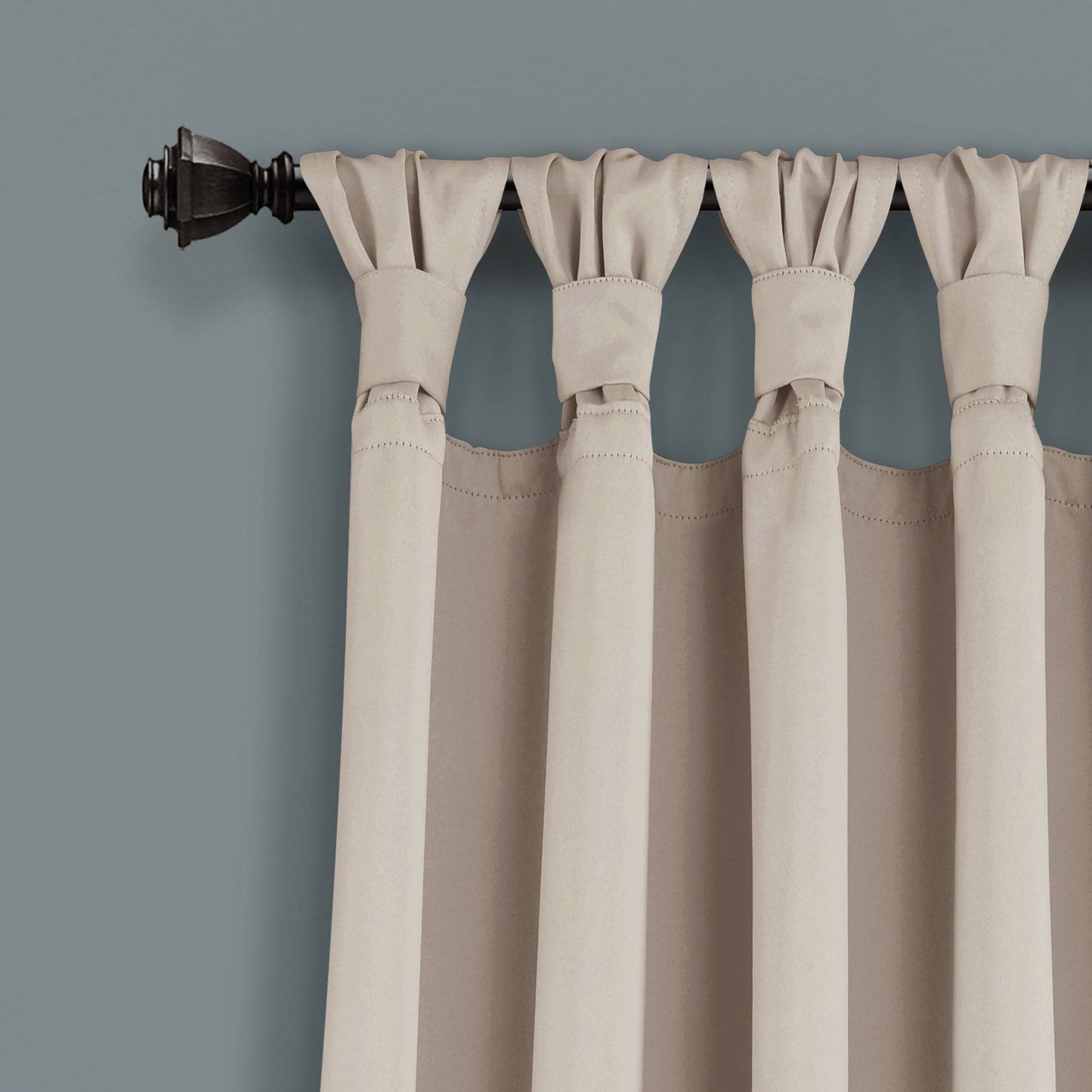 Insulated Knotted Tab Top Blackout Window Curtain Panel Set