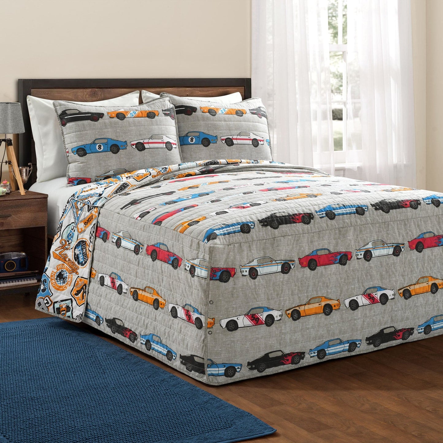 Race Cars Reversible Bedspread Set