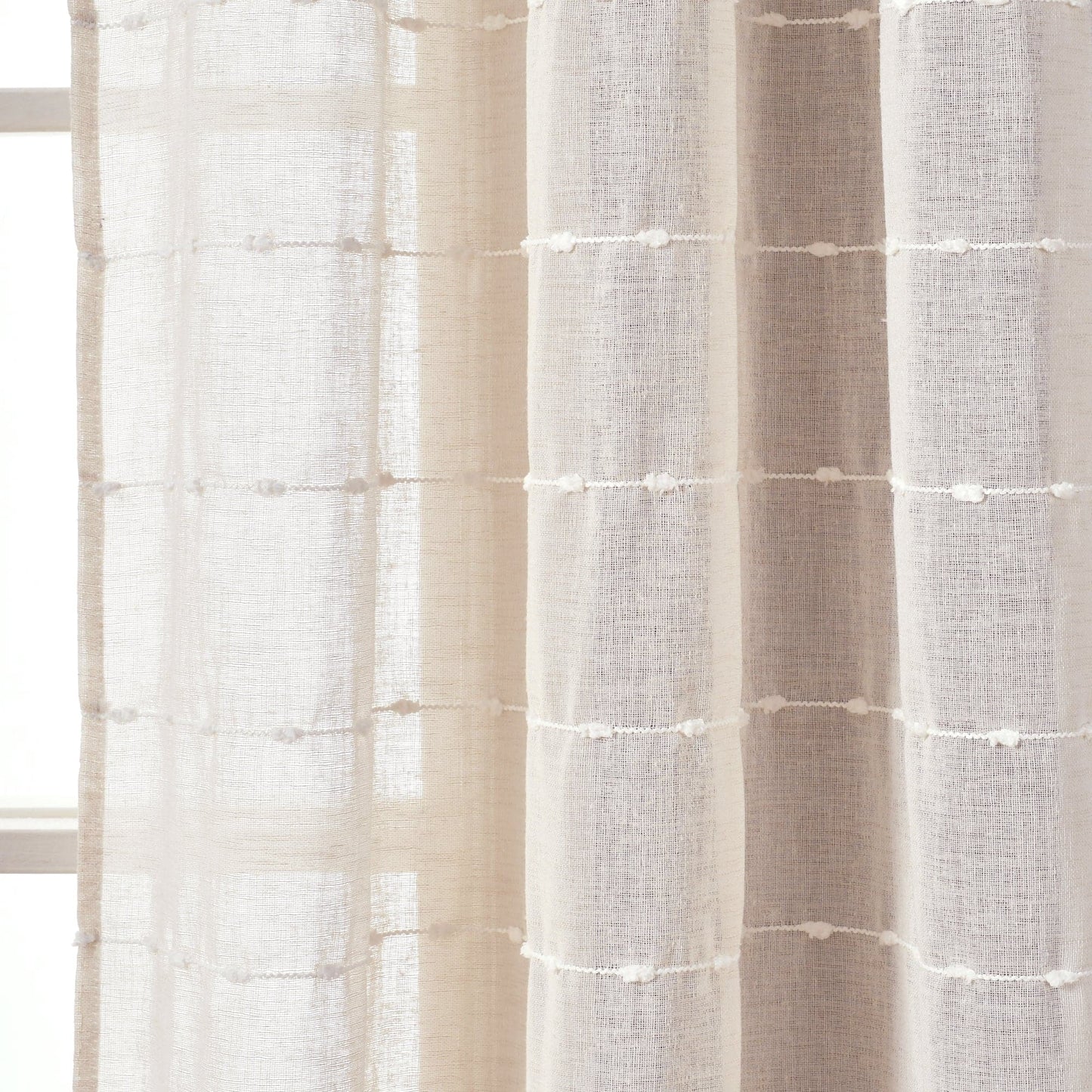 Farmhouse Textured Grommet Sheer Window Curtain Panel Set