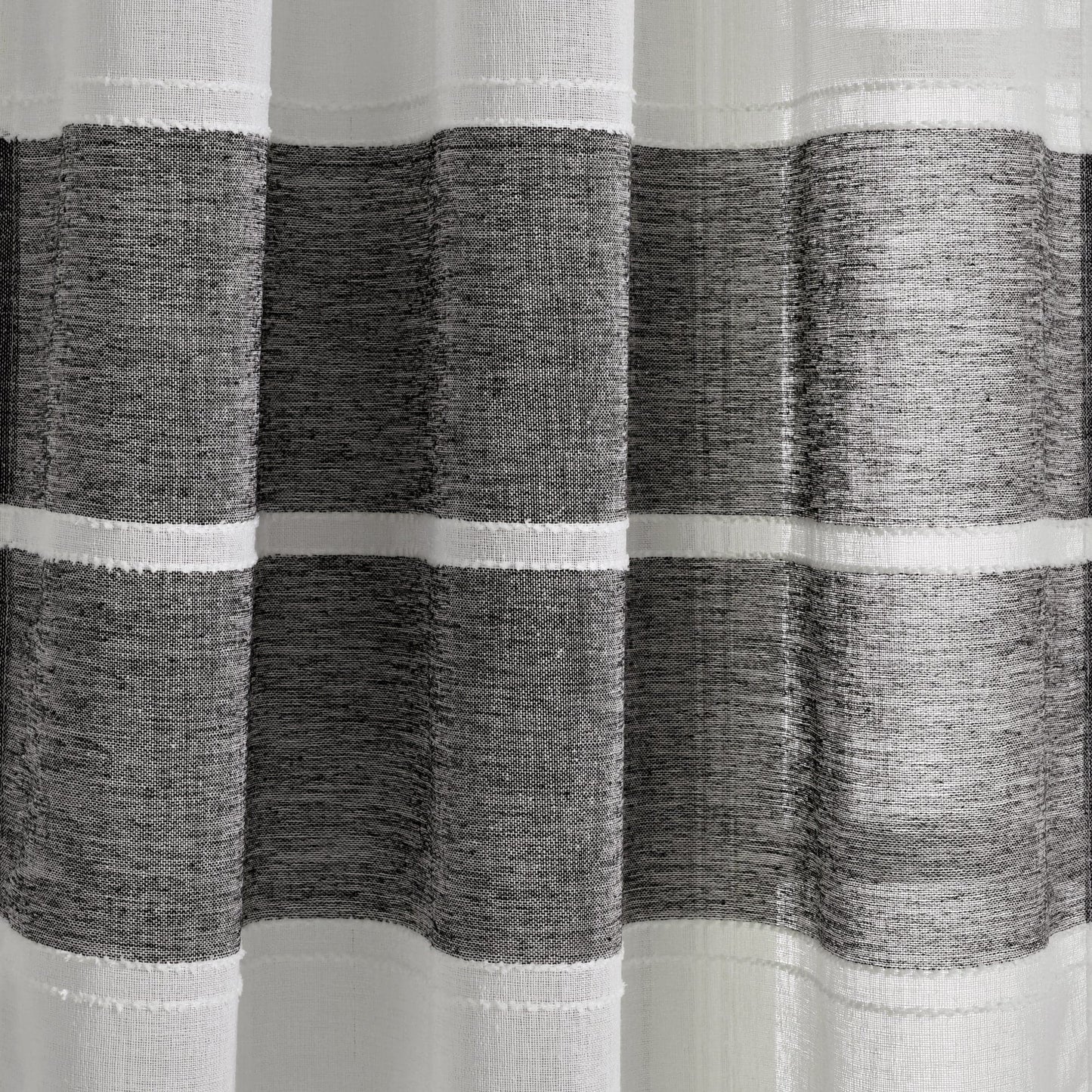 Textured Stripe Grommet Sheer Window Curtain Panel Set