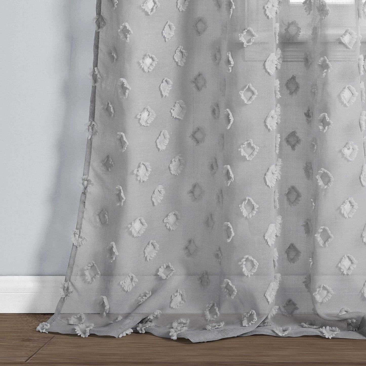 Textured Dot Grommet Sheer Window Curtain Panel Set