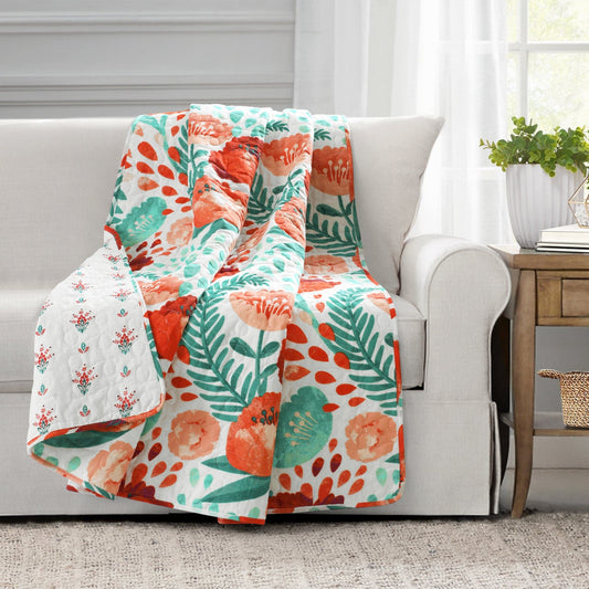 Poppy Garden Cotton Reversible Throw