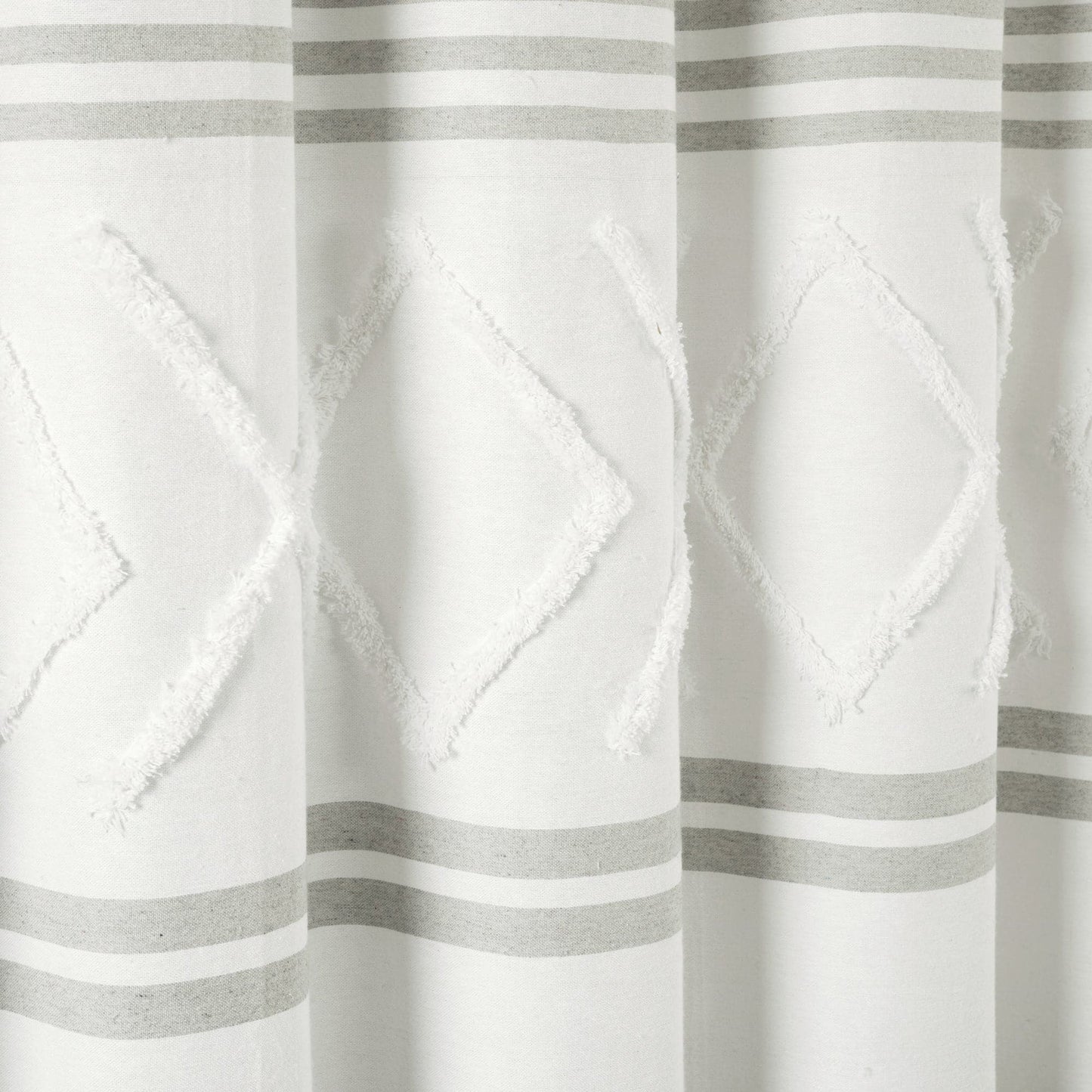 Urban Diamond Stripe Woven Tufted Recycled Cotton Shower Curtain