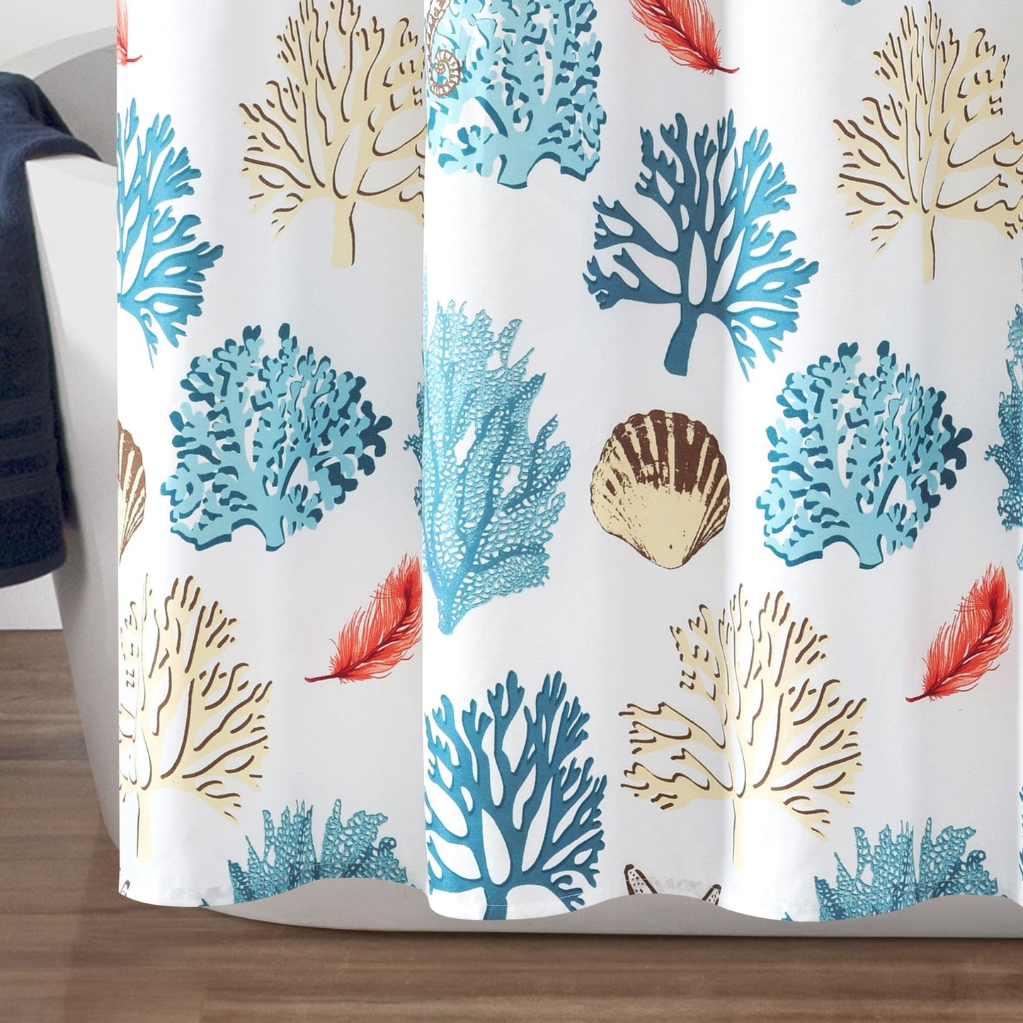 Coastal Reef Feather Shower Curtain