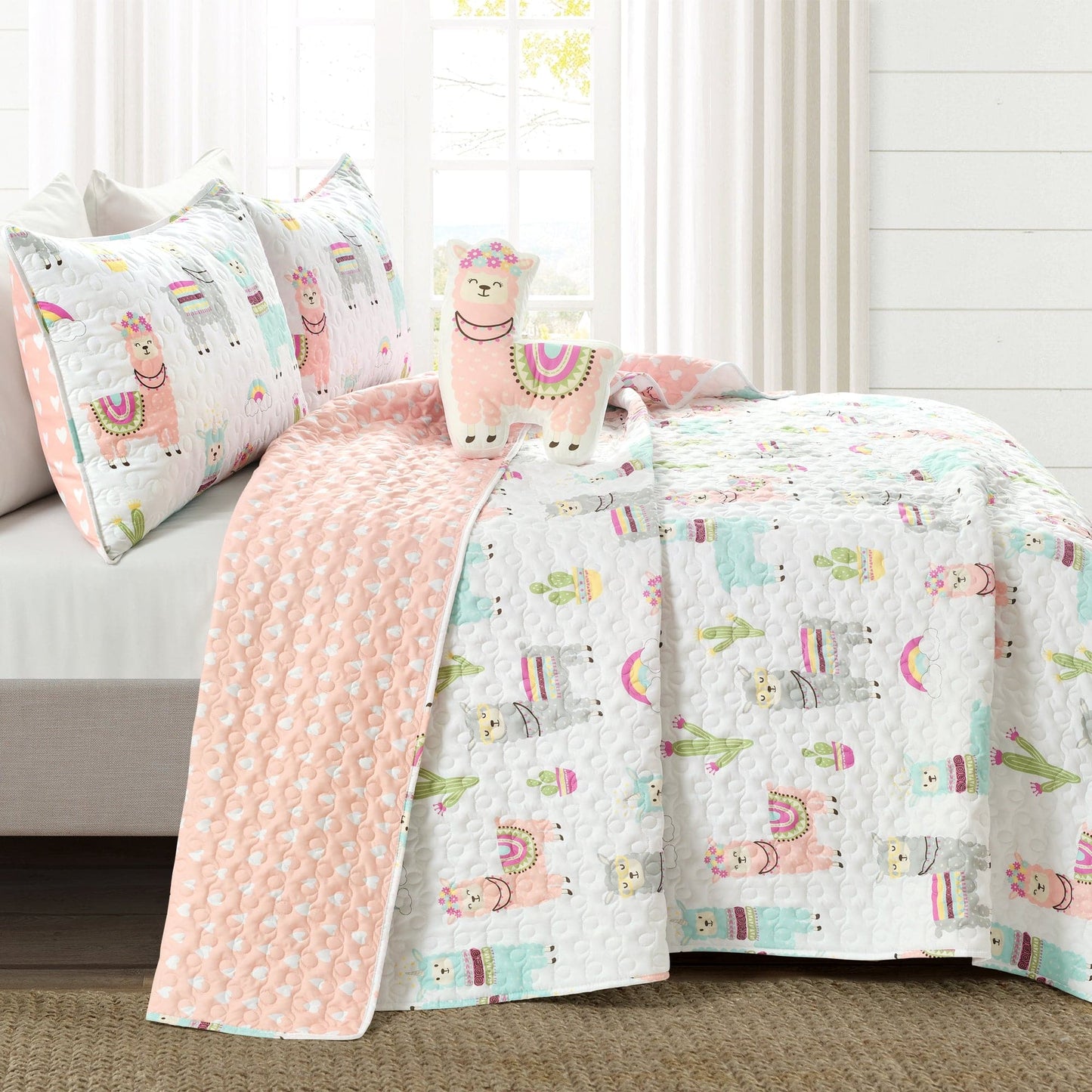 Southwest Llama Cactus Reversible Quilt Set