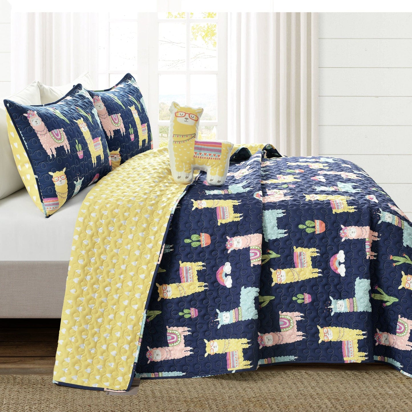 Southwest Llama Cactus Reversible Quilt Set