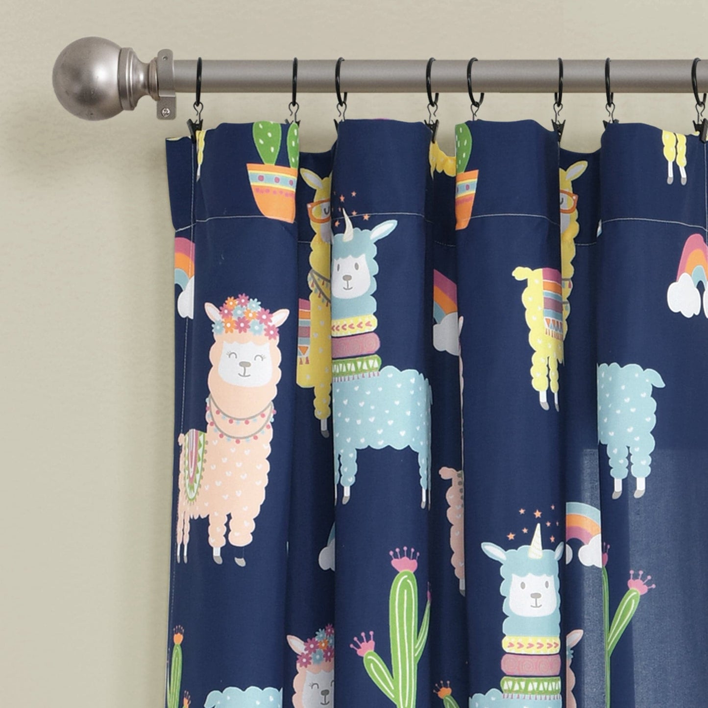 Southwest Llama Cactus Window Curtain Panel Set