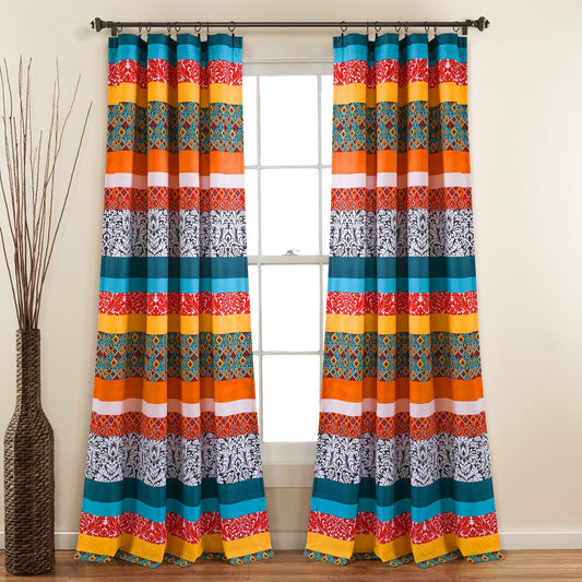 Boho Stripe Window Curtain Panel Set