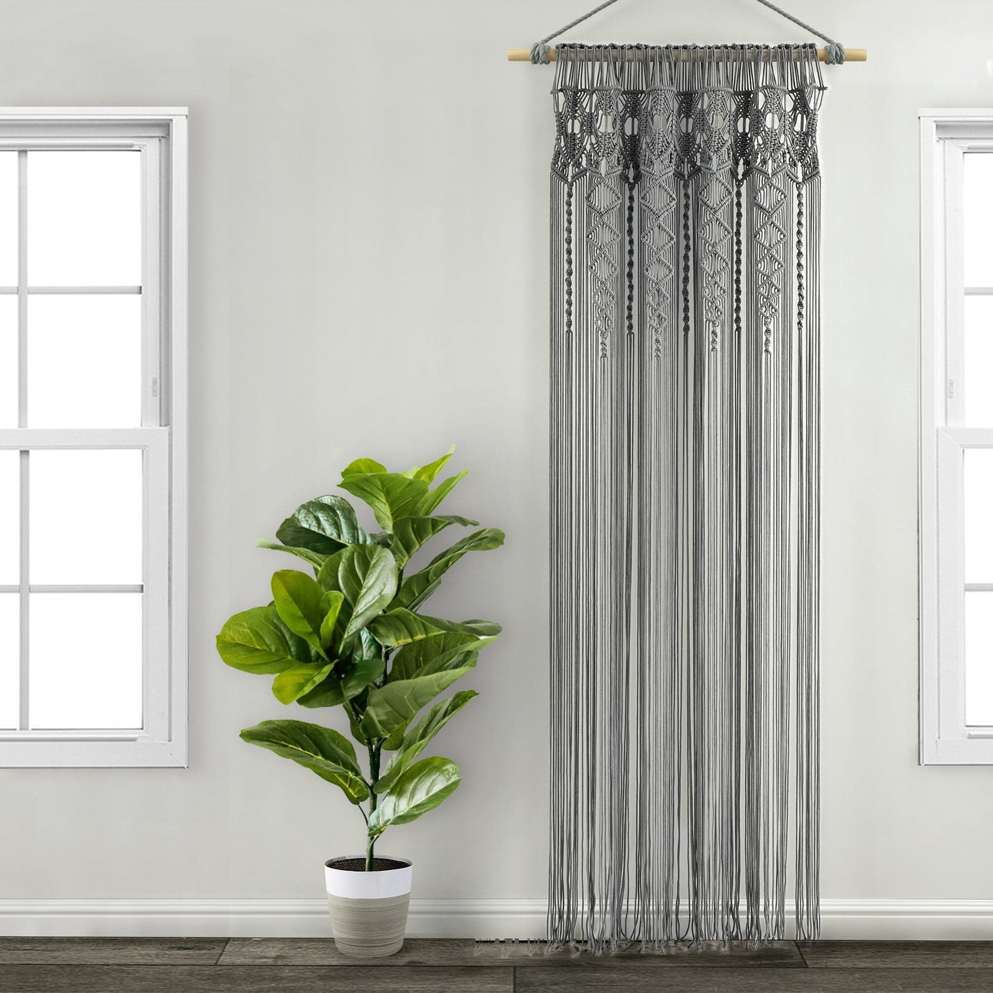 Boho Macrame Textured Cotton Window Curtain