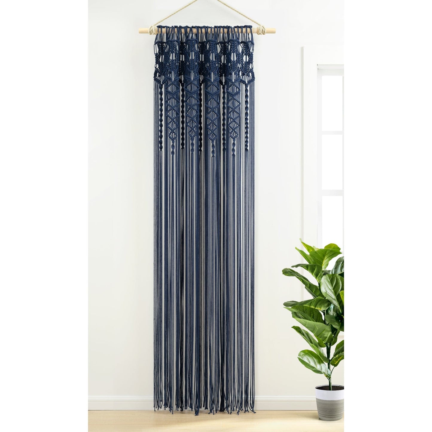 Boho Macrame Textured Cotton Window Curtain