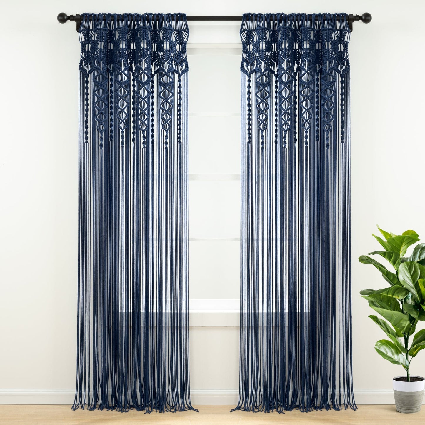 Boho Macrame Textured Cotton Window Curtain