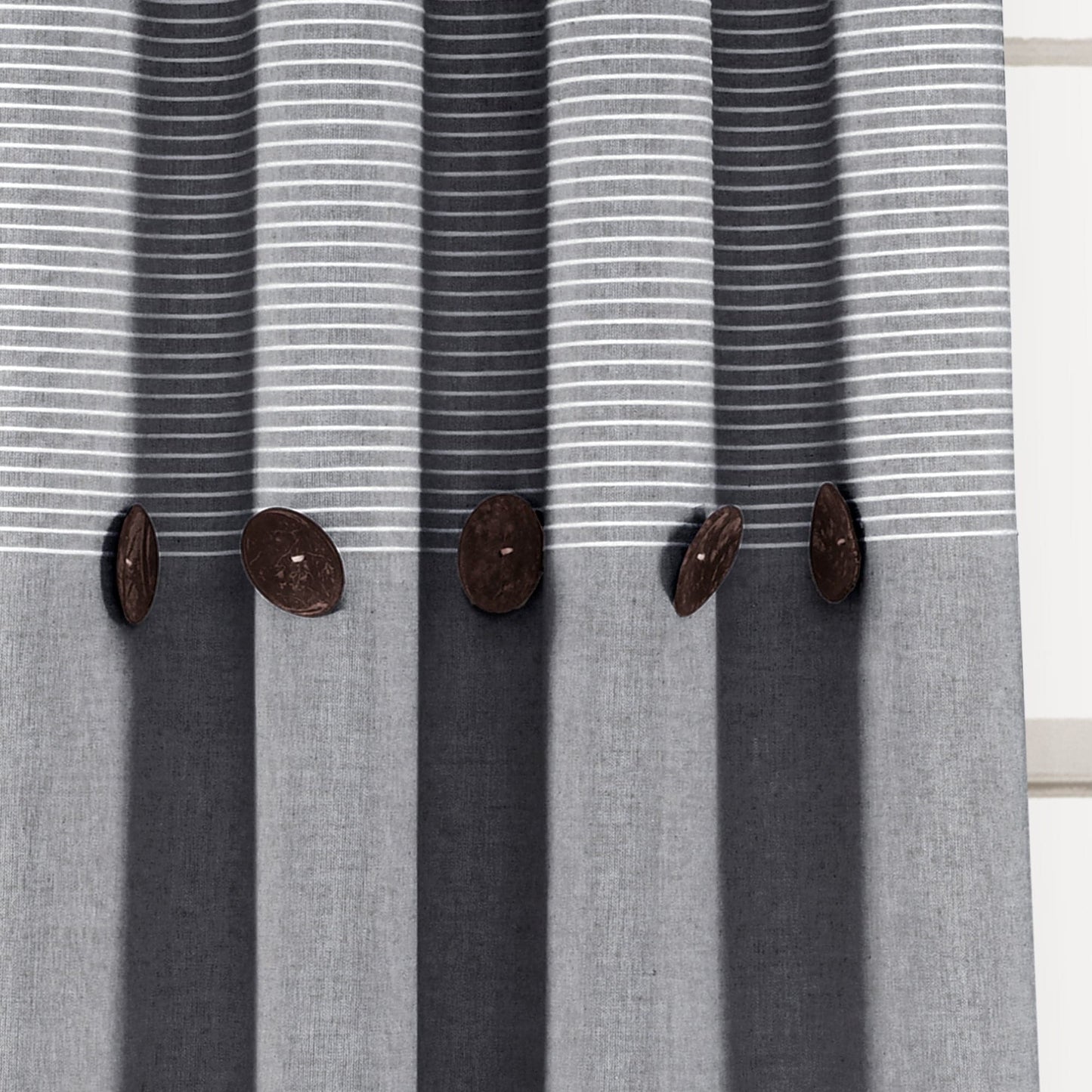 Farmhouse Button Stripe Yarn Dyed Woven Cotton Window Curtain Panel Set