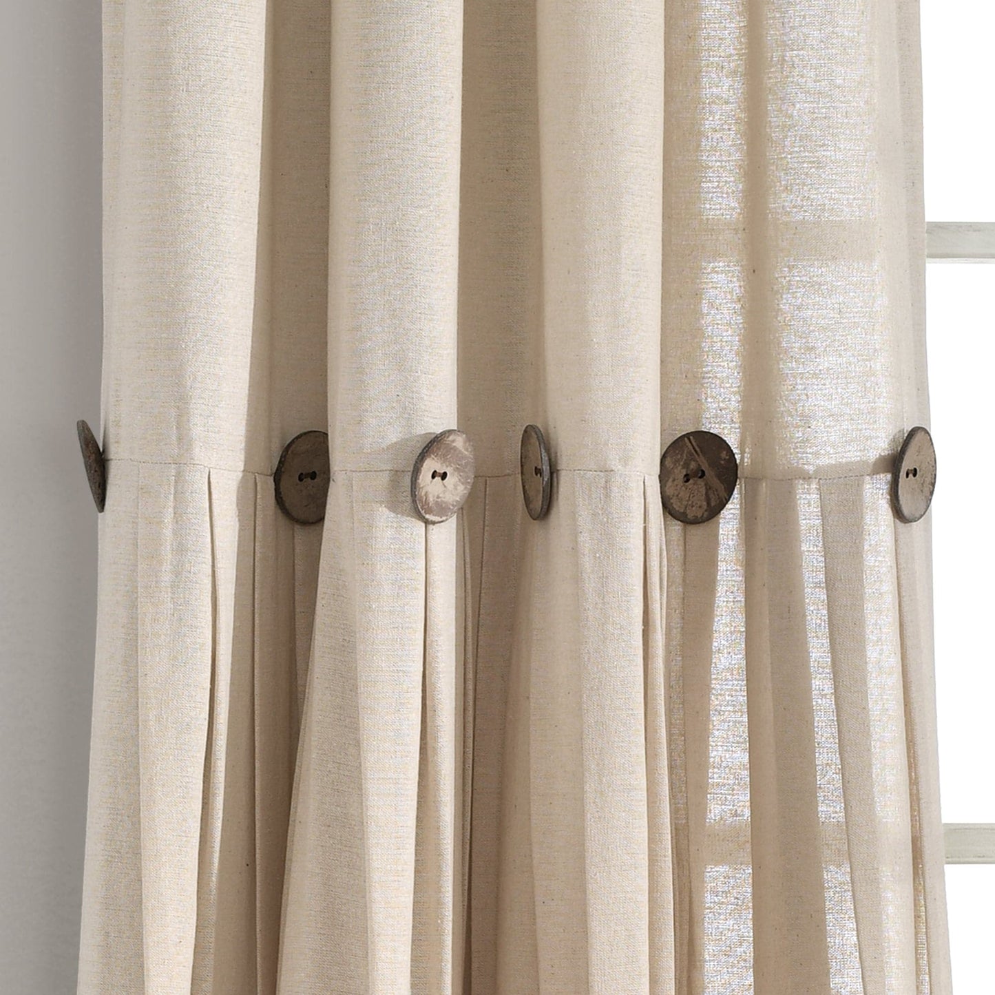 Linen Button Window Curtain Panel