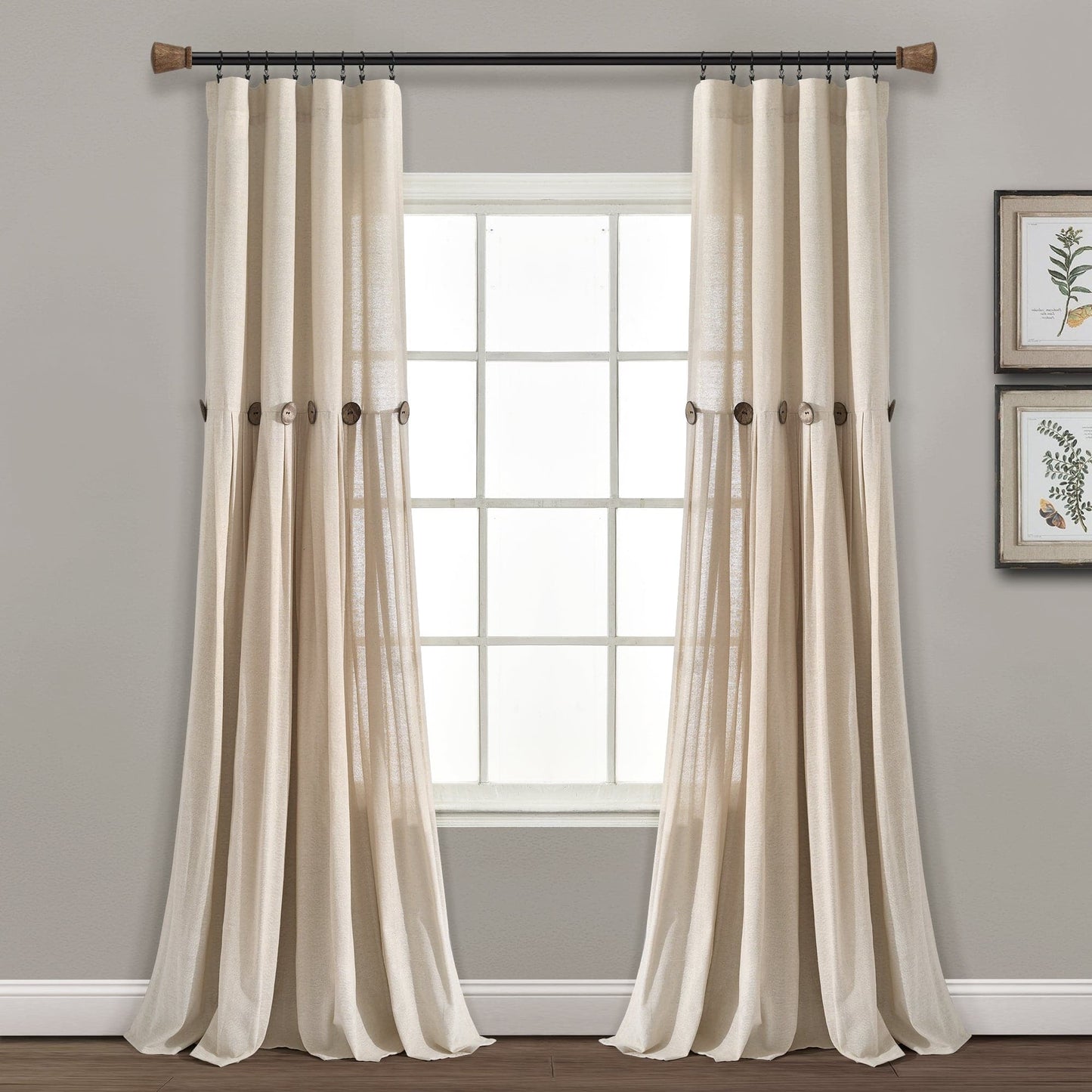 Linen Button Window Curtain Panel