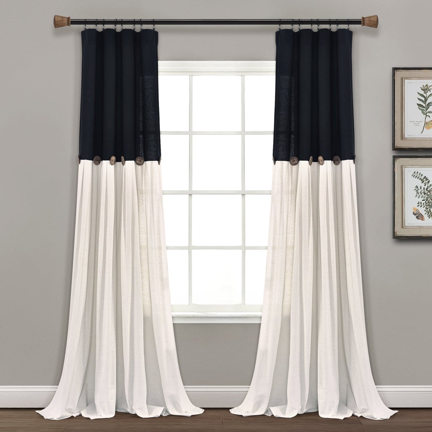 Linen Button Window Curtain Panel