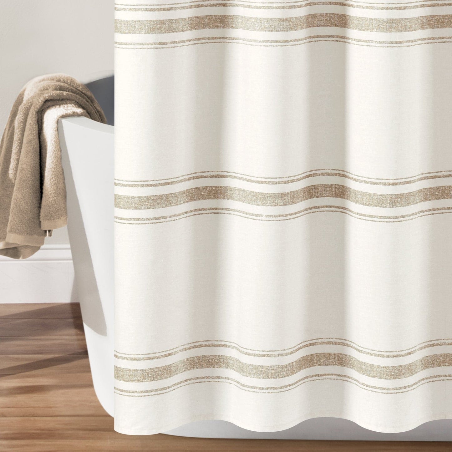 Farmhouse Stripe 100% Cotton Shower Curtain