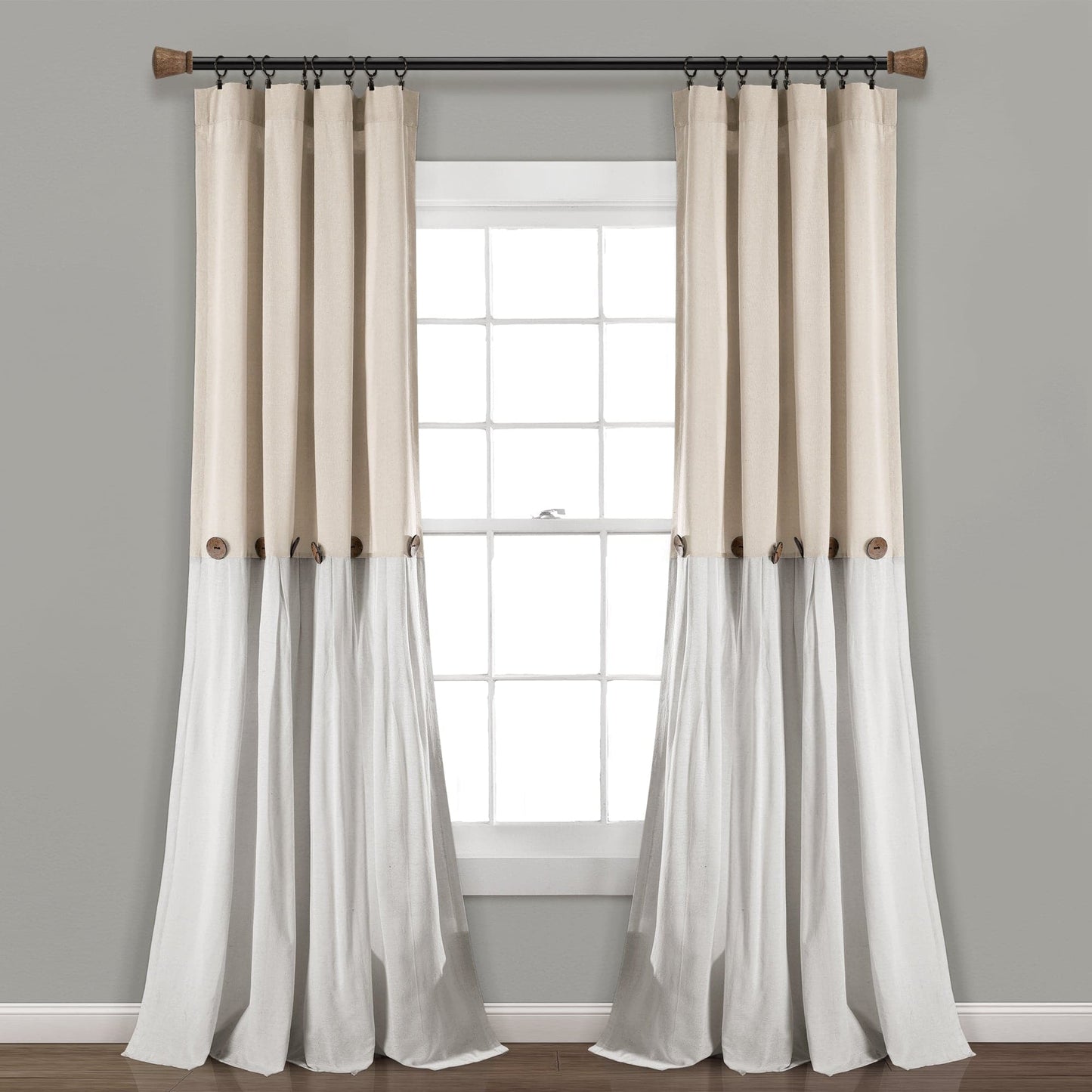 Linen Button Window Curtain Panel