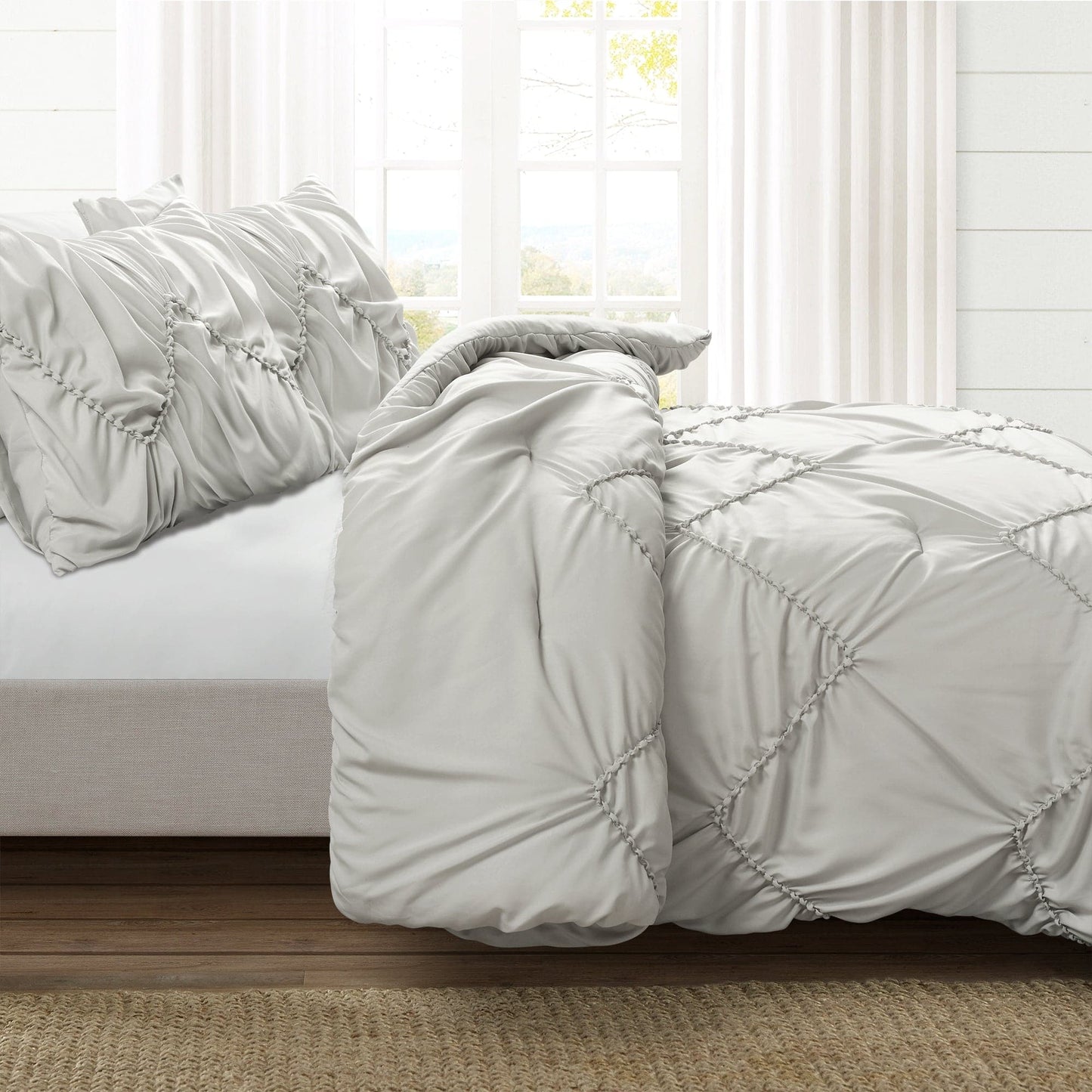 Ruched Chevron Comforter Set