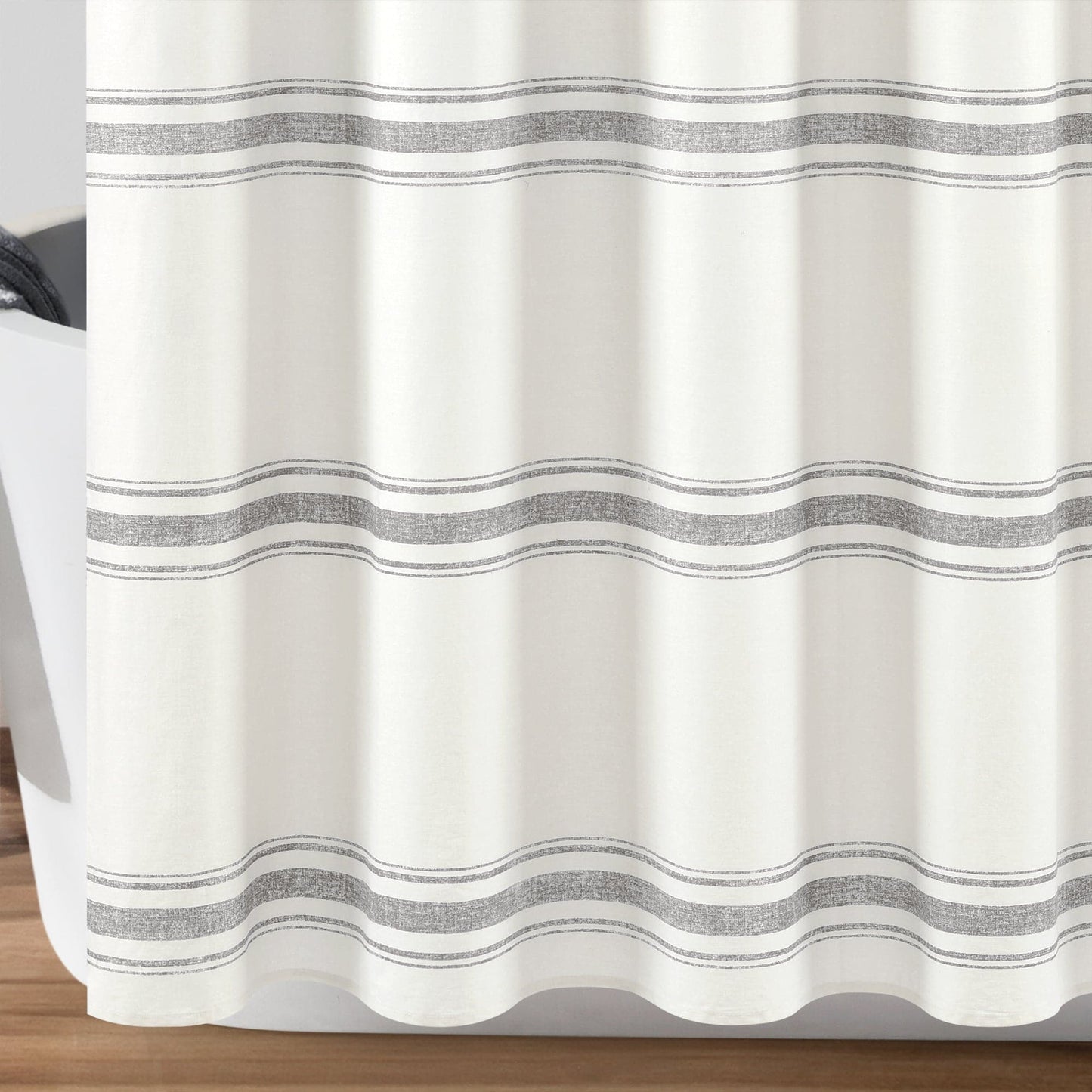 Farmhouse Stripe 100% Cotton Shower Curtain