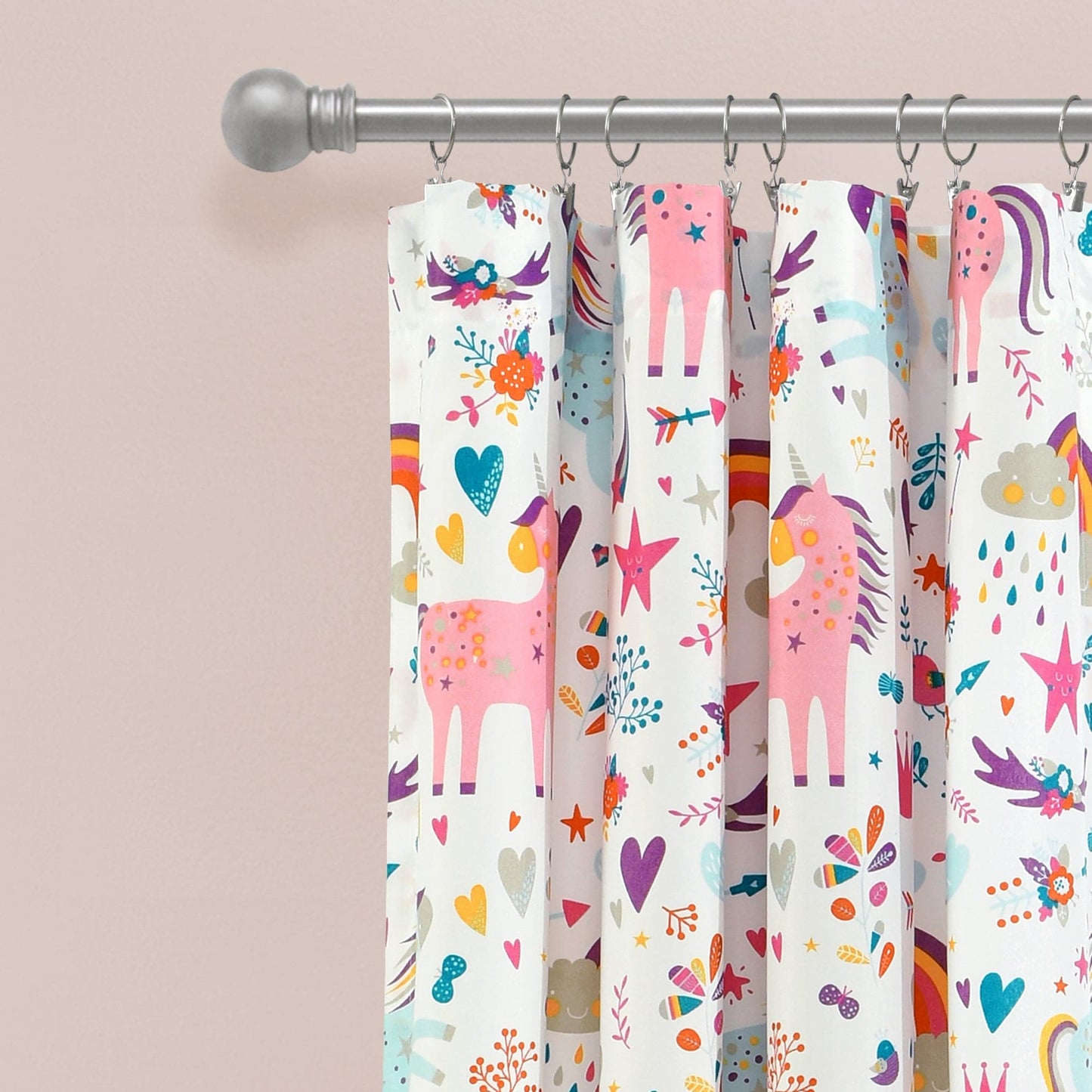 Unicorn Heart Window Curtain Panel Set