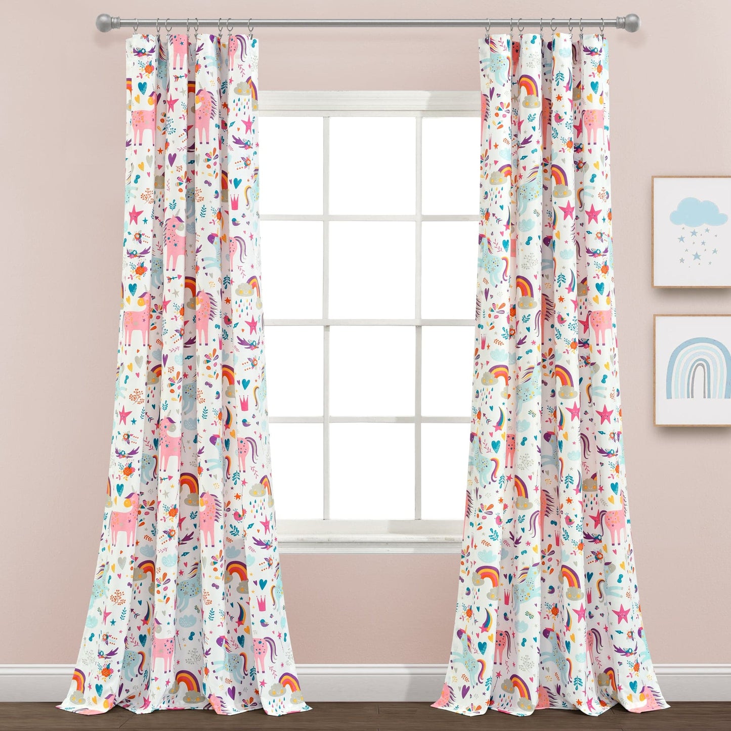 Unicorn Heart Window Curtain Panel Set